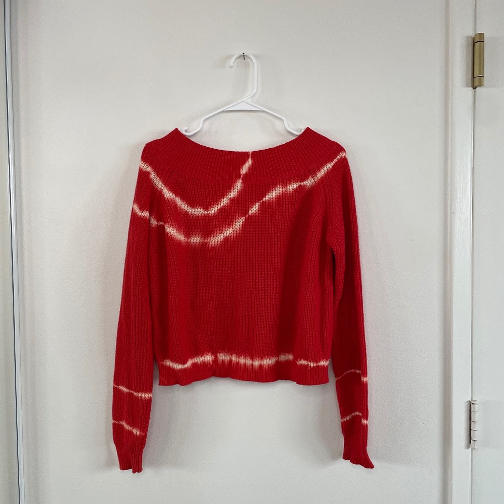 Tie Dye Off-Shoulder Knit Sweater